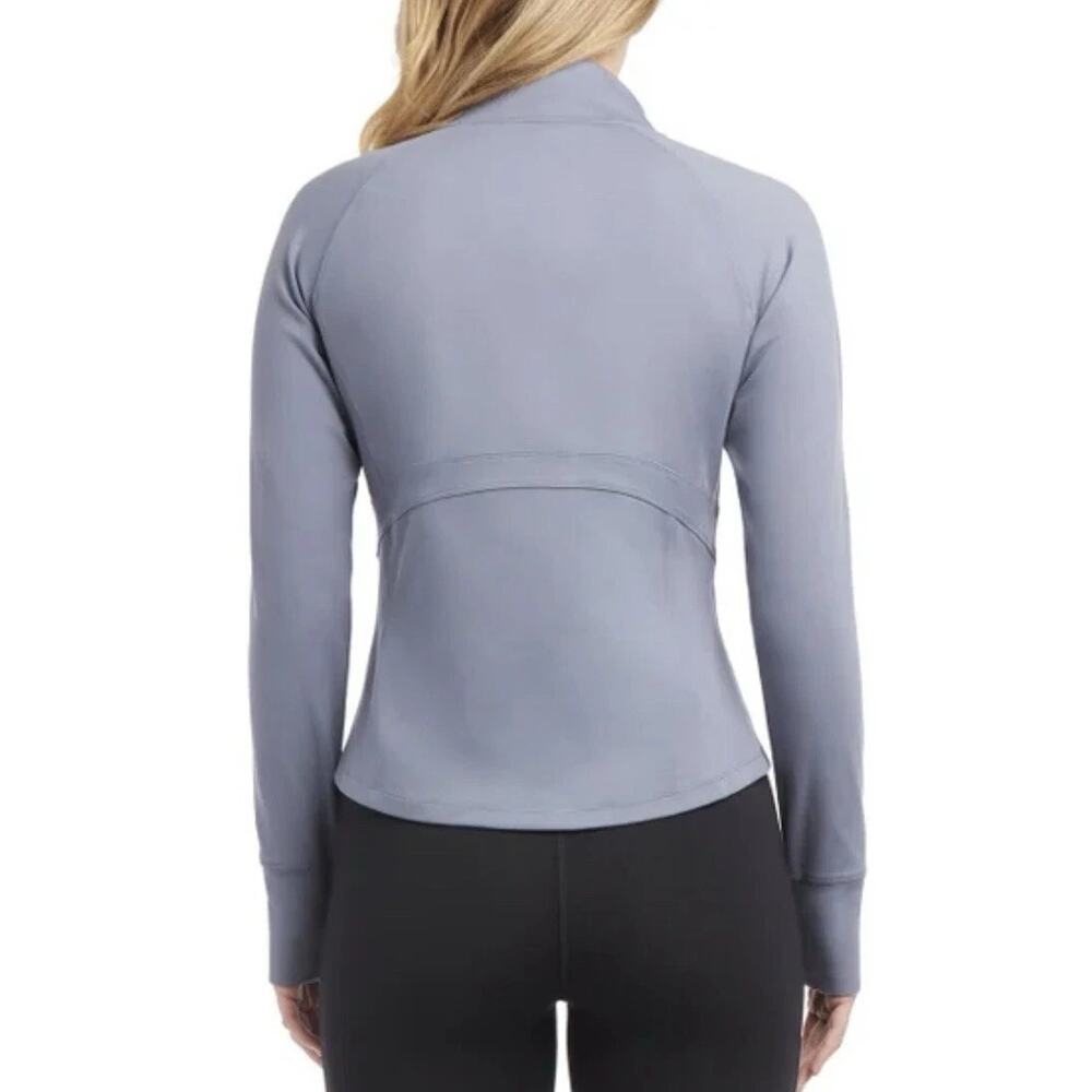 NWT Jockey Fog Grey Tulip Hem Full Zip Stretch Yoga Jacket Women's Size Large - Picture 2 of 4